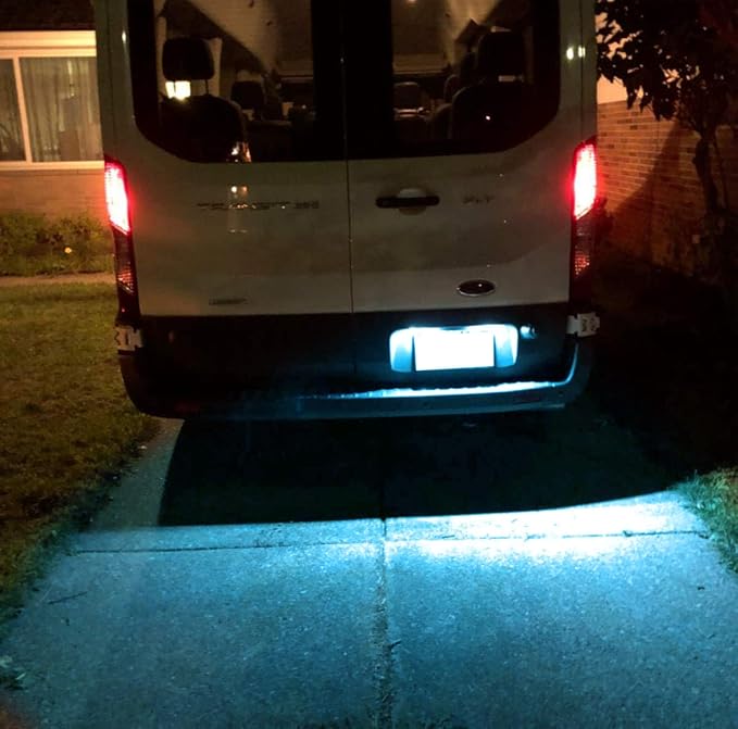 iJDMTOY Ice Blue Full LED License Plate Light Kit Compatible With Ford C-Max Edge Transit Connect Ecosport Ranger, Jaguar XF XJ, 18-SMD Aqua LED & Can-bus Error Free