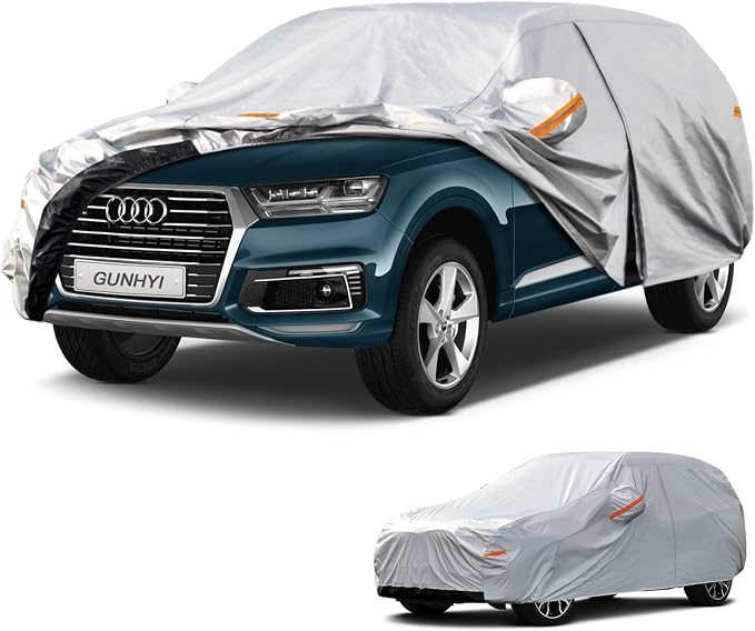 GUNHYI 6 Layers SUV Car Cover Custom Fit Audi Q7 (2005-2026) Waterproof All Weather, Heavy Duty Outdoor Snow Sun Rain Uv Protection (Ships from US Warehouse, Delivery 3-8 Days)