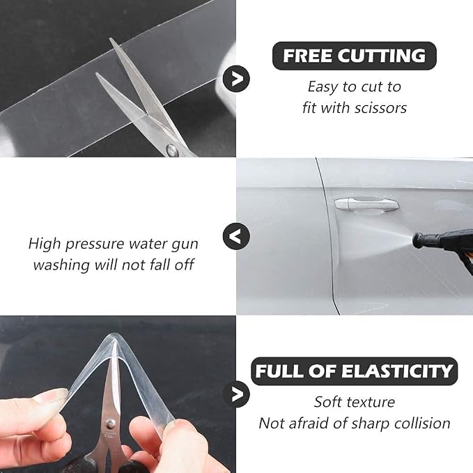 CloudBuyer Universal Door Edge Protector, Clear Sill Guard Film with Anti-Collision Protection for Vehicles (33Ft x 4In, Transparent)