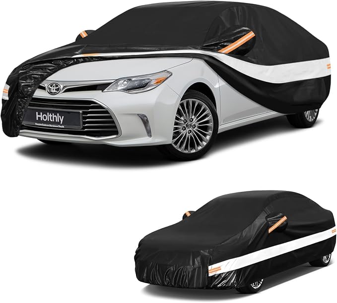 10 Layers Sedan Car Cover Custom Fit for Toyota Avalon (1994-2026), Waterproof All Weather for Automobiles, Outdoor Full Cover Sun Dust Rain Protection with Cotton. Black