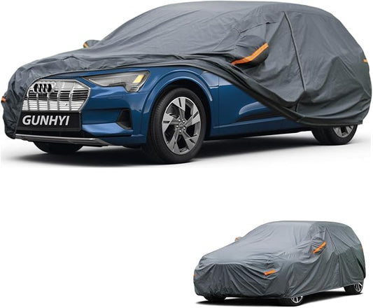 GUNHYI Premium Car Cover Custom Fit Audi e-tron, 16 Layers Heavy Duty Car Cover Waterproof All Weather with Zipper Door for Sun Rain Snow Dust Uv Protection