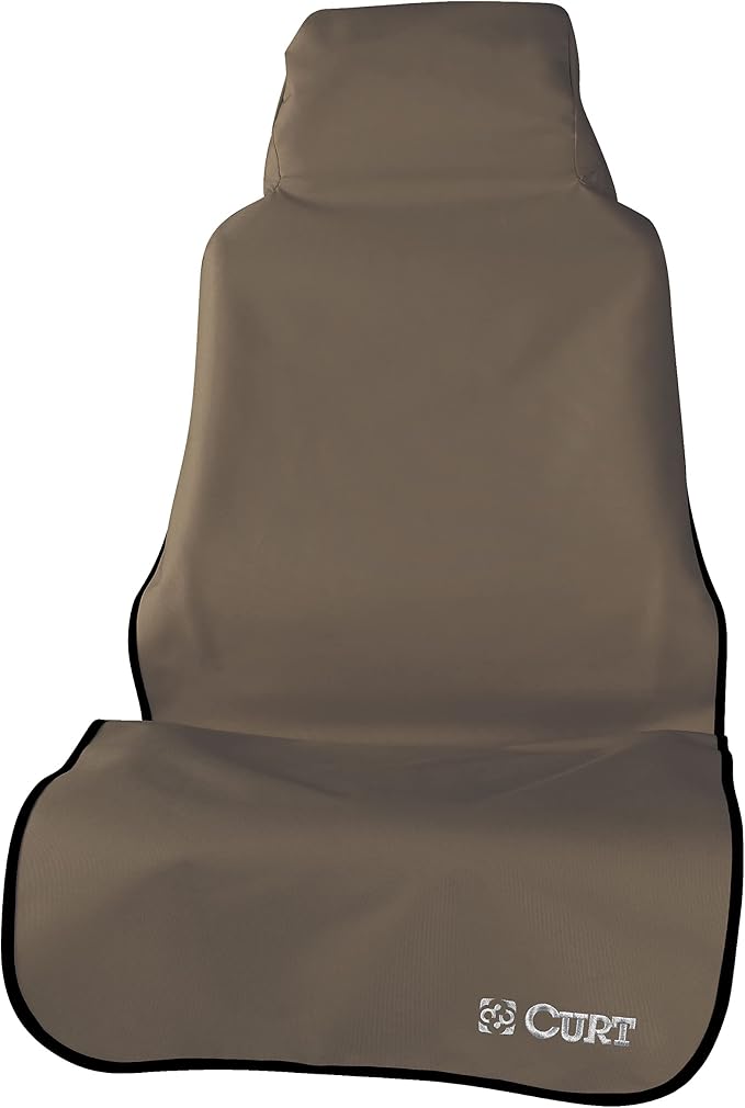 CURT 18502 Seat Defender 58-Inch x 23-Inch Brown Waterproof Universal Bucket Car Seat Cover Protector
