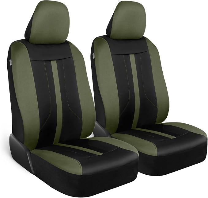 Motor Trend Green Cloth Car Seat Covers for Front Seats – Premium Automotive Bucket Seat Covers, Made for Vehicles with Removable Headrests, Interior Covers for Car Truck Van SUV