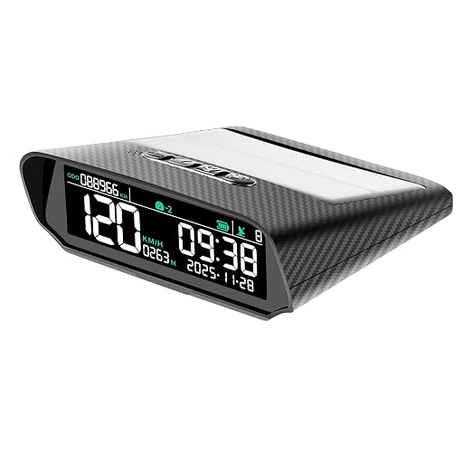 X100 GPS Digital Speedometer MPH for Cars LCD Screen Odometer Withe Overspeed Alarm and Time Altitude Temperature Total Mileage Display, Vibration Wake-Up, Auto-Brightness Adjustment