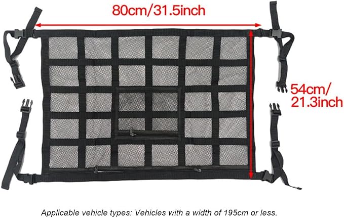 Car Ceiling Cargo Net Pocket for Audi RS Q3 Sportback 8U/F3 2014-2020 2021 2022 2023 2024 2025 2026 Mesh Overhead Storage Organizer Car Roof Storage Bag for Camping Road Trip