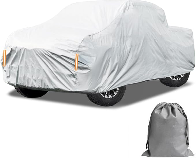 Caromop 10-Layer Waterproof Car Cover All Weather Protection (Snow, Rain, Sun) with Secure Fit Straps and Easy On/Off Zipper-Size T2 (See Size-Chart)