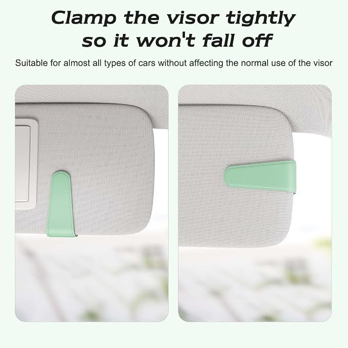 Sotfamily Sunglass Holder for Car Visor, Suede Cloth Magnetic Sunglass Organizer for Car Accessories, 2 Packs, Pastel Green