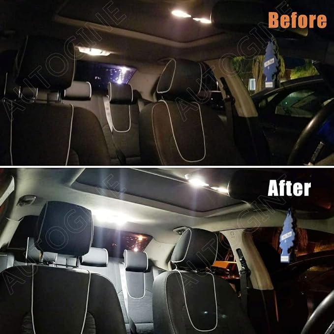 AUTOGINE 6 Piece CANBUS LED Interior Light Kit for Jeep Wrangler JK 4-Door 2007 2008 2009 2010 2011 2012 2013 2014 2015 2016 2017 2018 Super Bright 6000K White LED Bulbs Package + Install Tool