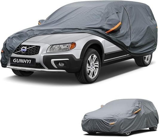 GUNHYI Premium Car Cover Custom Fit Volvo XC70, 16 Layers Heavy Duty Car Cover Waterproof All Weather with Zipper Door for Sun Rain Snow Dust Uv Protection
