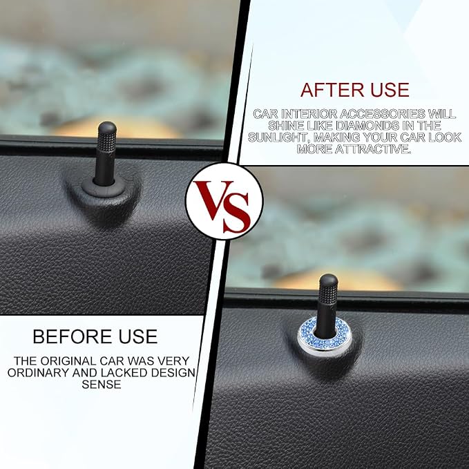 4PCS Bling Car Inner Door Lock Covers, Bling Car Accessories, Crystal Auto Decals for Women Girls, Sparkly Rhinestones Auto Door Bolt Decorations Compatible with B-e-n-z A/B/C/D/E Class