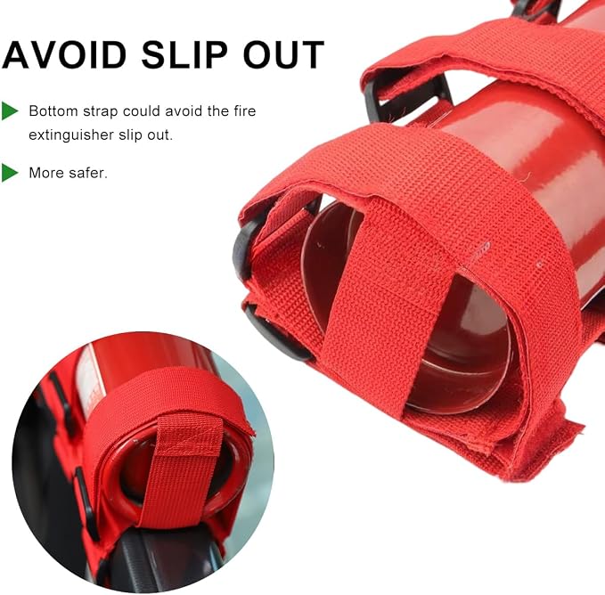 Fire Extinguisher Holder, Roll Bar Adjustable Extinguisher Strap Brackets with USA Flag Pattern, Secure Fire Extinguishers Mount Replacement for Wrangler CJ JK JKU TJ JL JLU (Red)