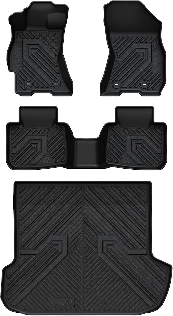 LASFIT Floor Mats & Cargo Mat Fits for Subaru Outback 2015-2019, All Weather TPE Custom Fit Easy Clean Durable No-Curling Car Accessories for Outback 2019-2015 Floor Liners & Trunk Liner, Black