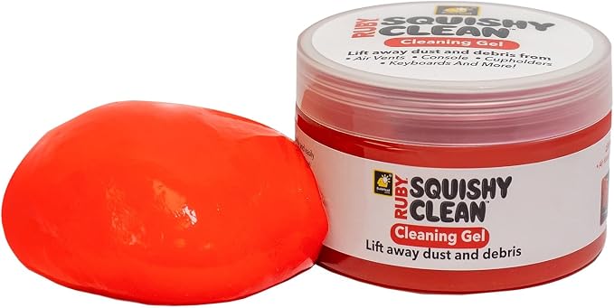 Ruby Squishy Clean Cleaning Gel for Car, AS-SEEN-ON-TV, Automotive Detailing, Lifts Away Dust & Debris, Great for Air Vents, Keyboards, Consoles, Cupholders & More, Gets Deep in Crevices, Easy to Use