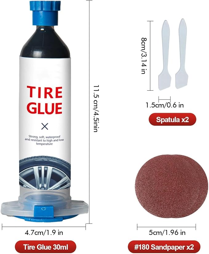 Tire Repair Glue,Tire Sealant Black Rubber Cement Waterproof Sealant is Used to Repair Cracks and Punctures in Tires of Cars Off-Road Vehicles Trucks Motorcycles Bicycles-30ml
