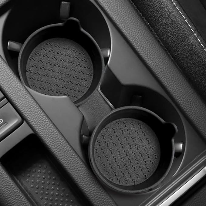 4 Pack Silicone Car Cup Holder Coasters, Universal Removable Vehicle Cup Holder Coasters for Most Cars, Trucks (Black)