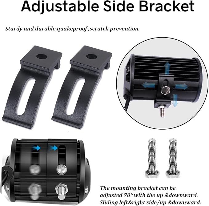 Base Mounting Bracket LED Light Bar Universal Slide Mounting Brackets 2PCS Adjustable Side Bracket Kit for Most Straight Lights Bar Work Lights Pod Lights from 4 inch up to 52 inch(Pack of 2)