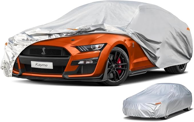 Kayme Coupe Car Cover Waterproof All Weather - See Vehicle Size Chart for Accurate Fit - Outdoor Full Exterior Cover Sun Rain Snow. Mustang, Camaro, Corvette, Firebird etc. Size C4 (See Size Chart)