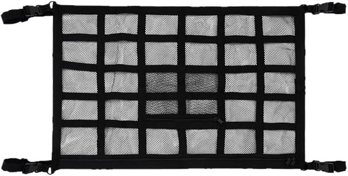 Car Ceiling Cargo Net Pocket, 30" x 21.2" Strengthen Load Bearing & Double-Layer Mesh Vehicle Roof Storage Organizer, Universal Reliable Auto Camping Interior Accessory for Cars Truck SUV