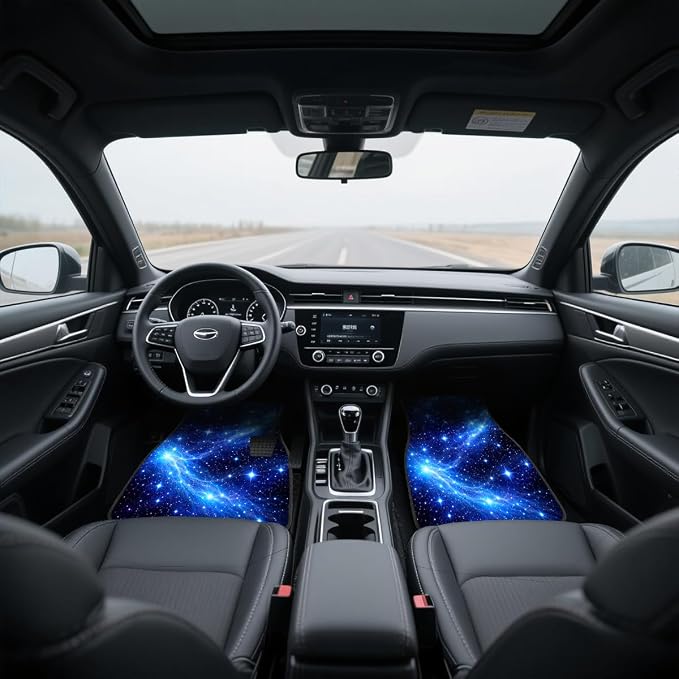 Galaxy Car Floor Mats Set of 4 Blue Starry Night Cosmic Sky Automotive Foot Mats Rugs Carpet for Car Non-Slip Auto Car Accessories Universal Fit Car Accessories for Truck