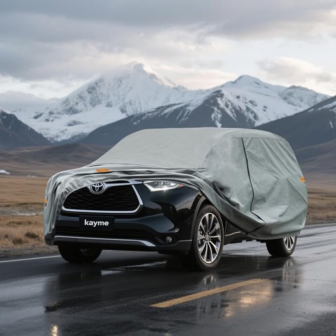 Kayme Heavy Duty SUV Car Cover Custom Fit Toyota Grand Highlander Waterproof All Weather for Automobiles, Full Exterior Covers Sun Rain UV Protection.（Deliver About 3-10 Days）
