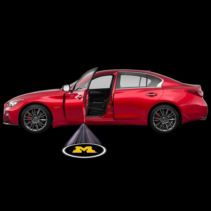 Sporticulture American Football Michigan Wolverines Car Door Lights Logo Shadow Display - Officially Licensed NCAA Car Accessories - Show Your Team Pride - Battery Powered, Universal Fit