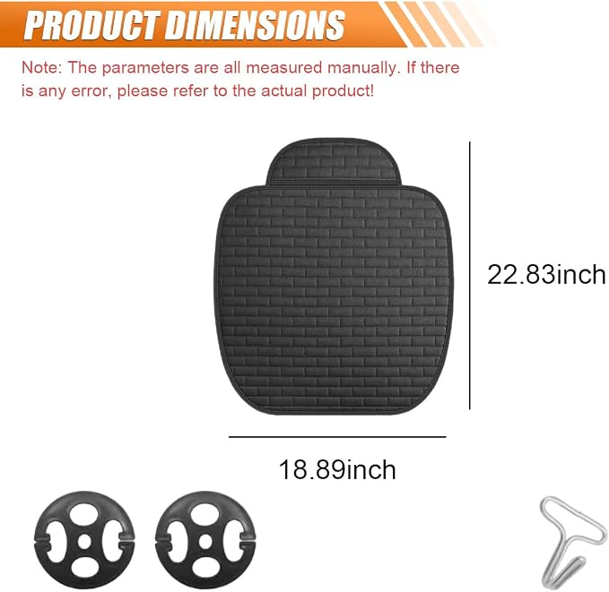 Car Front Seat Cover, Breathable Linen Auto Seat Cushion (Blacks) | Anti-Slip Vehicle Seat Pad with Storage Pocket, Universal Automotive Seats Protection Mat for Car, SUV, Truck