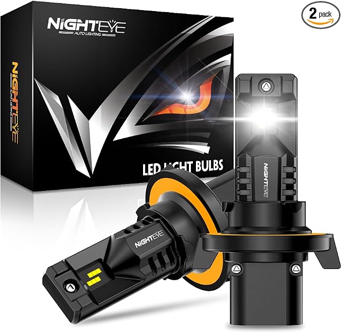 NIGHTEYE H13 Fog Light Bulbs - 700% Super Bright 60,000+ HRS Lifespan,6500K Cool White,Plug and Play, Pack of 2