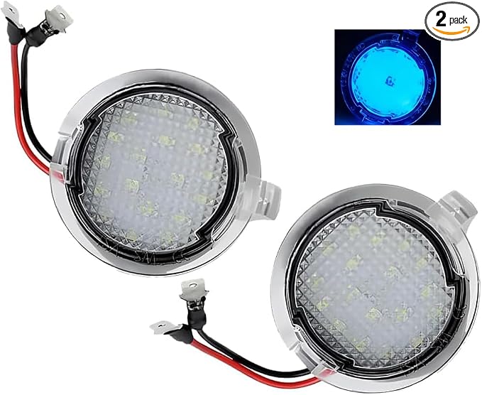 Osilly 2PCS Car LED Side Mirror Puddle Lights, Vehicle Puddle Lamp Indicator, Automotive Mirror Signal LED Lamps Replacement Accessories, Compatible with Explorer Edge Mondeo (Blue)