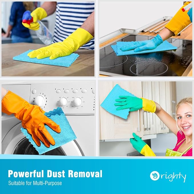 Orighty Microfiber Cleaning Cloth - 24 Pack, Blue Cleaning Rags 12x11 inch | Microfiber Towels for Cars, Highly Absorbent Household Cleaning Supplies, Reusable Lint Free Cloths for House, Kitchen