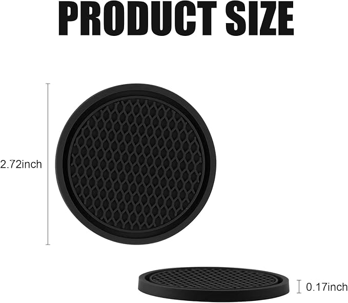 4-Piece Car Cup Holder Inserts, 2.75In PVC Anti-Slip, Honeycomb Waterproof Fixed Tea Coasters, Universal for Vehicle Interior Cup Mats (Black)
