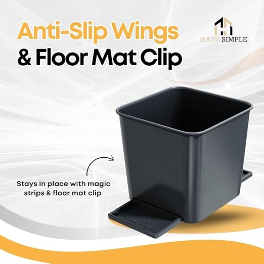 Car Trash Can with Stability Wings – Leakproof Portable Garbage Bin for Fabric & Rubber Mats – Compact Durable Plastic Auto Organizer for Cars, SUVs, Trucks (Gray, Small)