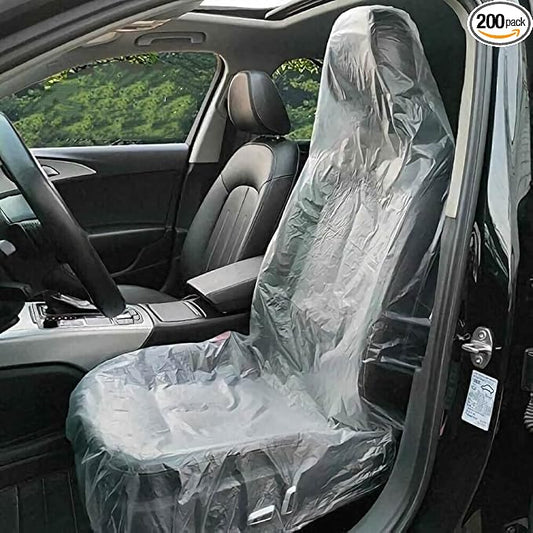 200 Pieces Disposable Seat Covers, Car Disposable Universal Plastic Seat Covers for Airplane Seats, Salon Chairs, Restaurant Seats, Bus Seats & More