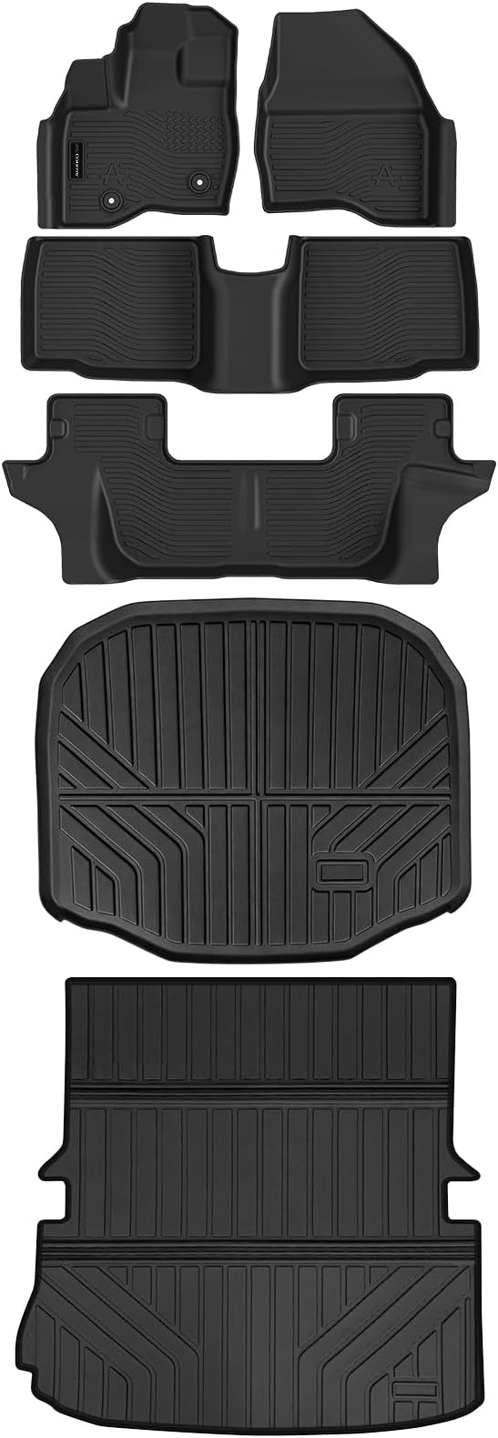 Auxko All Weather Floor Mats Cargo Mat with Backrest Mat & Under Trunk Mat & Door Sill Protector for Ford Explorer 2011-2014 TPE All Season Accessories Guard Odorless Anti-Slip Liners Trunk Tray