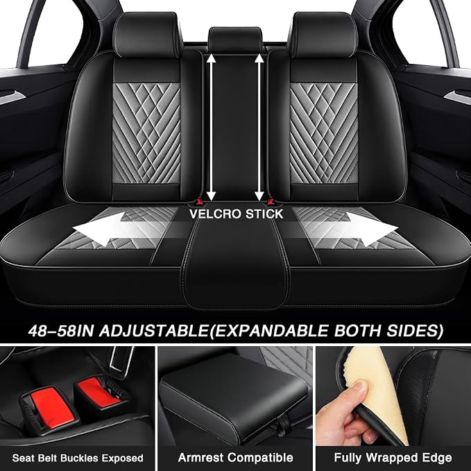 Fit for Toyota Corolla Seat Covers 2001-2026,Premium Leather, 360° Full Protection, Thick Padding & Memory Foam, Waterproof & Stain-Resistant Car Seat Cover Full Set (5 Seat,Black&Gray)