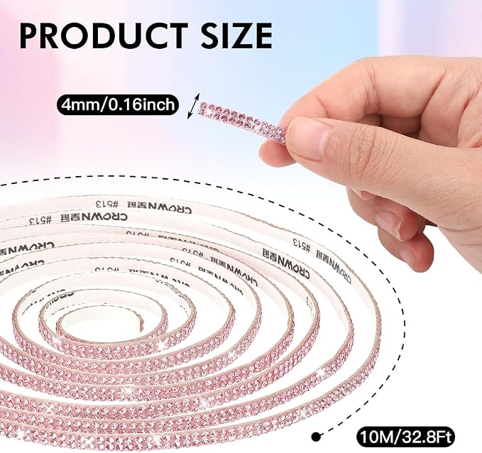 32.8Ft Bling Car Trim Self Adhesive Bling Rhinestone Car Accessories for Women Glitter Crystal Rhinestone Cars Interior Exterior Accessories Sticker DIY Cars Dashboard Diamond Decor for Women (White)