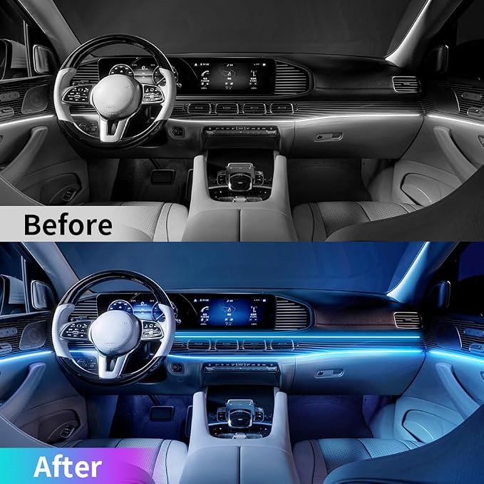 for Car LED Ambient Lighting Kit Smart RGB Bulb Interior Decor Cars Neon Accent Lights with Wireless APP Control 210 Dynamic Modes,4 Music Modes,16 Million Colors 43.3 Inch USB LEDs Strip Accessories