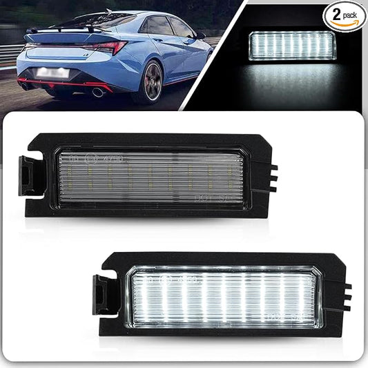 Led License Plate Lights for 2019+ Elan'tra Elan'tra N GT Sonata Velo'ster | 6000K Xenon White Canbus Error Free Led Rear Tag Number Plate Lamps OEM 92501-F6000