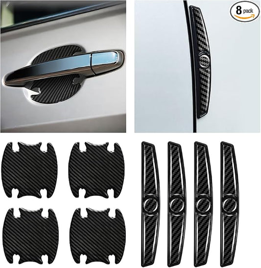 8PCS Carbon Fiber Car Door Protector Edge Guards,Thicker Door Guard for Cars Provides Impact and Anti-Scratch Protection,Universal Self-Adhesive Doors Protectors for Vehicles