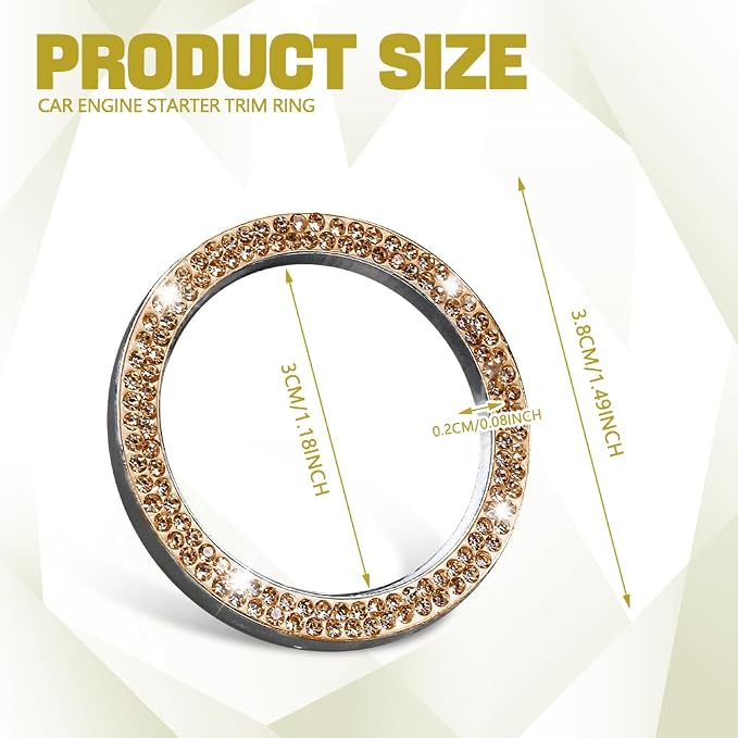 Bling Car Crystal Rhinestone Ring Emblem Sticker, Push to Start Button Cover/Sticker, Key Ignition Starter & Knob Ring, Car Interior Decoration Bling Car Accessories for Women