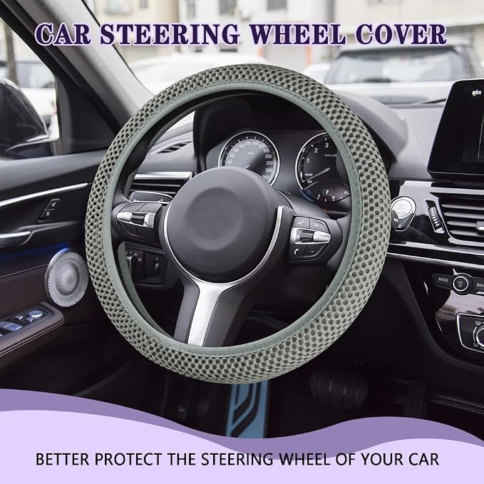 Elastic Stretch Steering Wheel Cover, Steering Wheel Cover, 15" Breathable Auto Steering Wheel Protector, Universal Car Accessories Comfortable Non-Slip Vehicle Steering Wheel Covers for Women Men