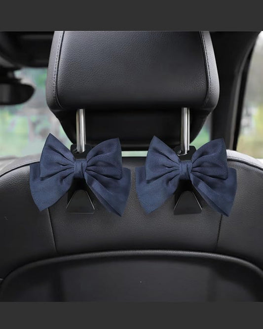 2 Pack Car Purse Holder for Handbags and Bags, Headrest Back Seat Hooks for Cars, Car Bag Hanger for Groceries, Coats, Umbrellas and Daily Essentials, Bow-Shaped Car Interior Organizer (Sapphire blue)