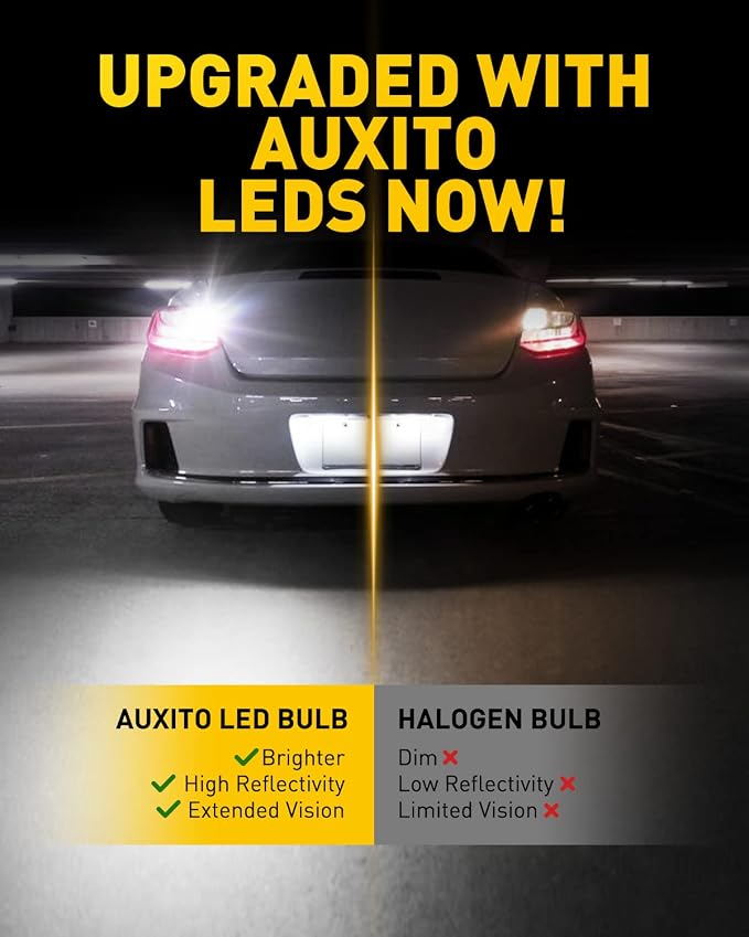 AUXITO 1157 LED Bulb White, 400% Brighter 1:1 Size, 7528 2057 2357 BAY15D LED Lights for Reverse Backup light, Tail Light, Brake Signal Light, DRL, Pack of 2