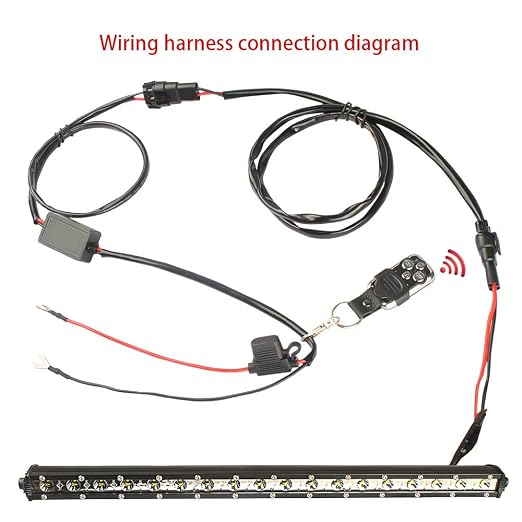 JHE Led Light Bar Remote Control Wire Harness Kit, Wireless Remote Control Wiring Harness Kit for LED Light Bar/Driving Light/Fog Light/Pod Light/Work Light, 16AWG
