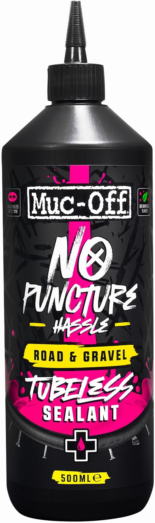 Muc-Off Road & Gravel Tubeless Tire Sealant | High-Pressure Puncture Sealant for Road & Gravel Bikes | Seals Holes up to 7mm | Works Up to 110 PSI