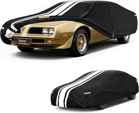 Kayme Pontiac Firebird Car Cover Waterproof All Weather for Automobiles, Custom Fit for Firebird/Trans Am (1967-2002), Gift with Tape/Towel, Outdoor Full Exterior Cover Rain Snow Sun UV Protection.