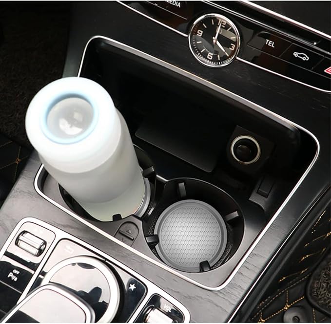 XINLIYA Car Cup Holder Coaster, 4 Pack 2.76 Inch Diameter Non-Slip Universal Insert Coaster, Durable, Suitable for Most Car Interior, Accessory for Women and Men (Light Gray)