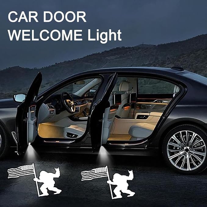 2PCS Car Door Lights,Bigfoot Door Lights Logo Projector LED Shadow Welcome Lamp,Cool Car Accessories Big Foot Sasquatch Gifts for Men Women,Suitable for All Vehicles Motorcycle Bike