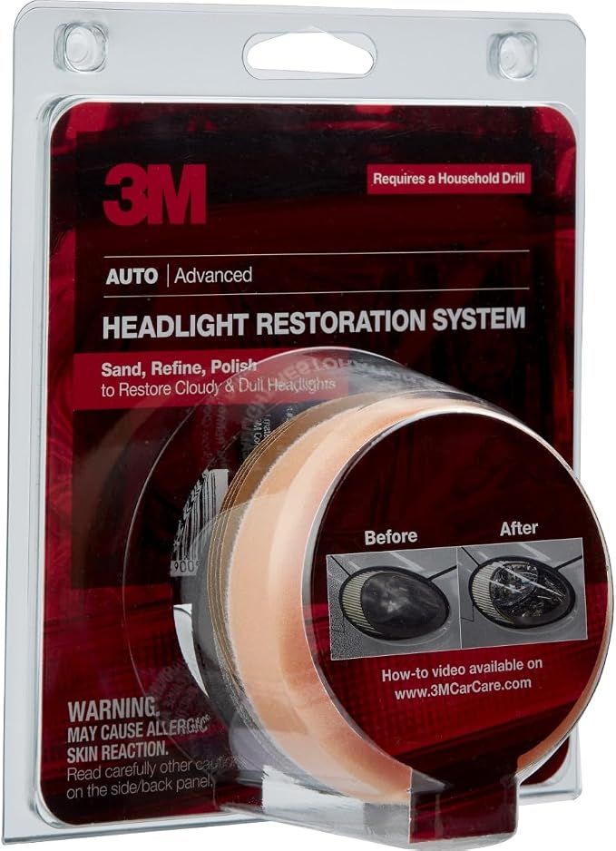 3M Headlight Lens Restoration System, 39008, 1 Kit (Pack of 4)