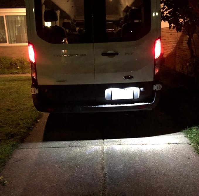 iJDMTOY Xenon White Full LED License Plate Light Kit Compatible With Ford C-Max Edge Transit Connect Ecosport Ranger, Jaguar XF XJ, 18-SMD White LED & Can-bus Error Free