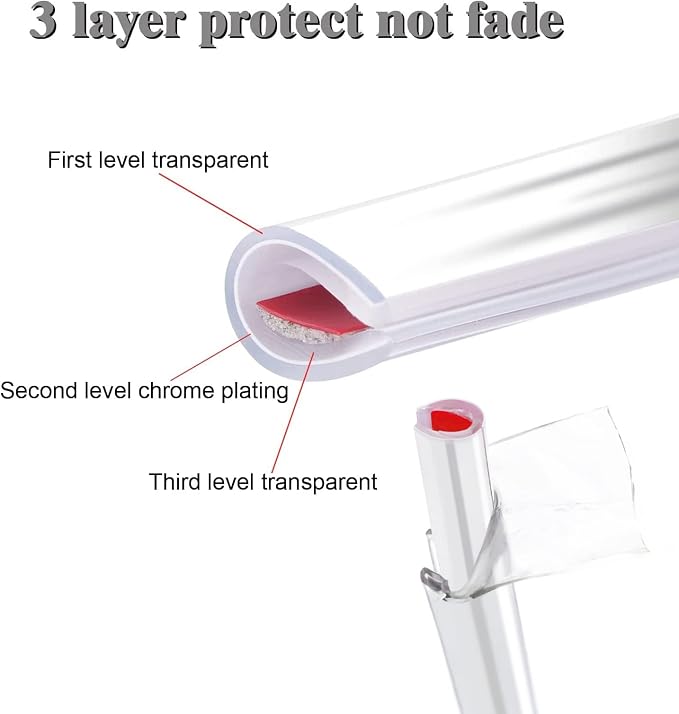 Car Door Edge Guards Chrome Silver Universal U Shape Moulding Trim Strip Automotive Guard Door Protector Edge Guard Decorative for Sedans, Trucks, SUV, ATV